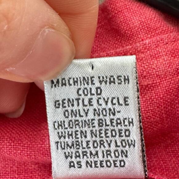 Chico's Womens Linen Tunic Shirt M Oversized Beachy Coastal Roll Tab Sleeve Pink - Picture 9 of 9